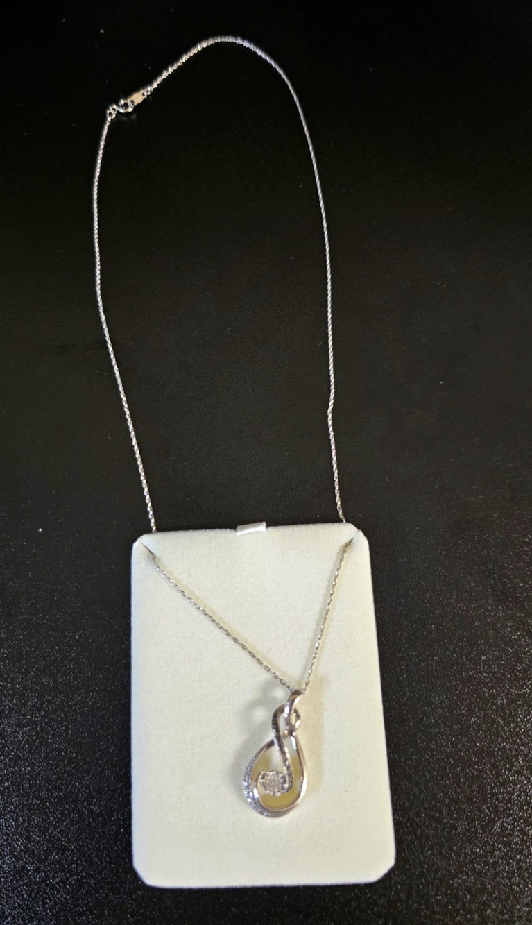 Weisfield Jewelers 925 Sterling Silver CZ Charm Pendant Cable Necklace Signed